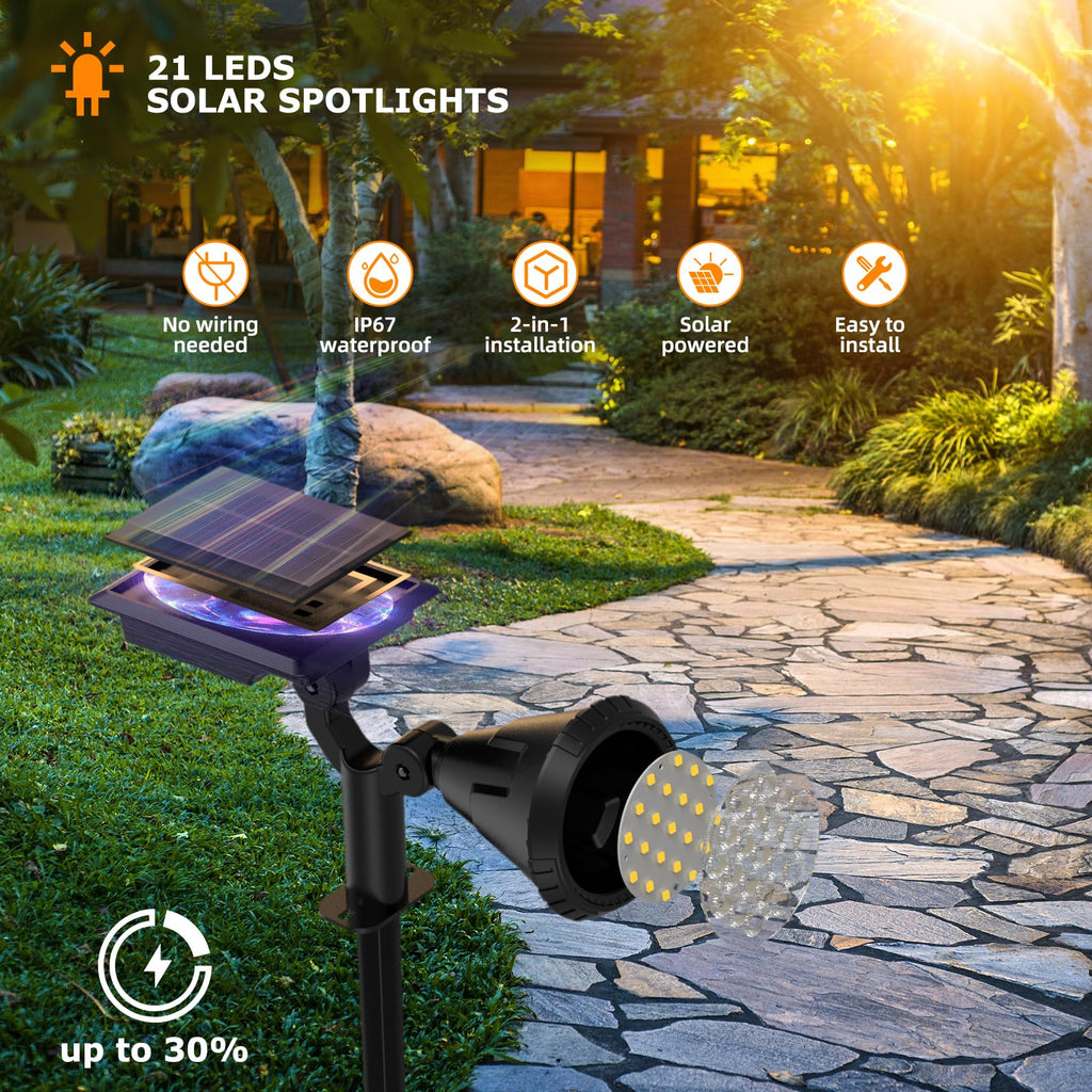Solar Lights Outdoor, 2-in-1 Decorative Solar Landscape Lighting for Outside, IP67 Waterproof Garden Light Pathway