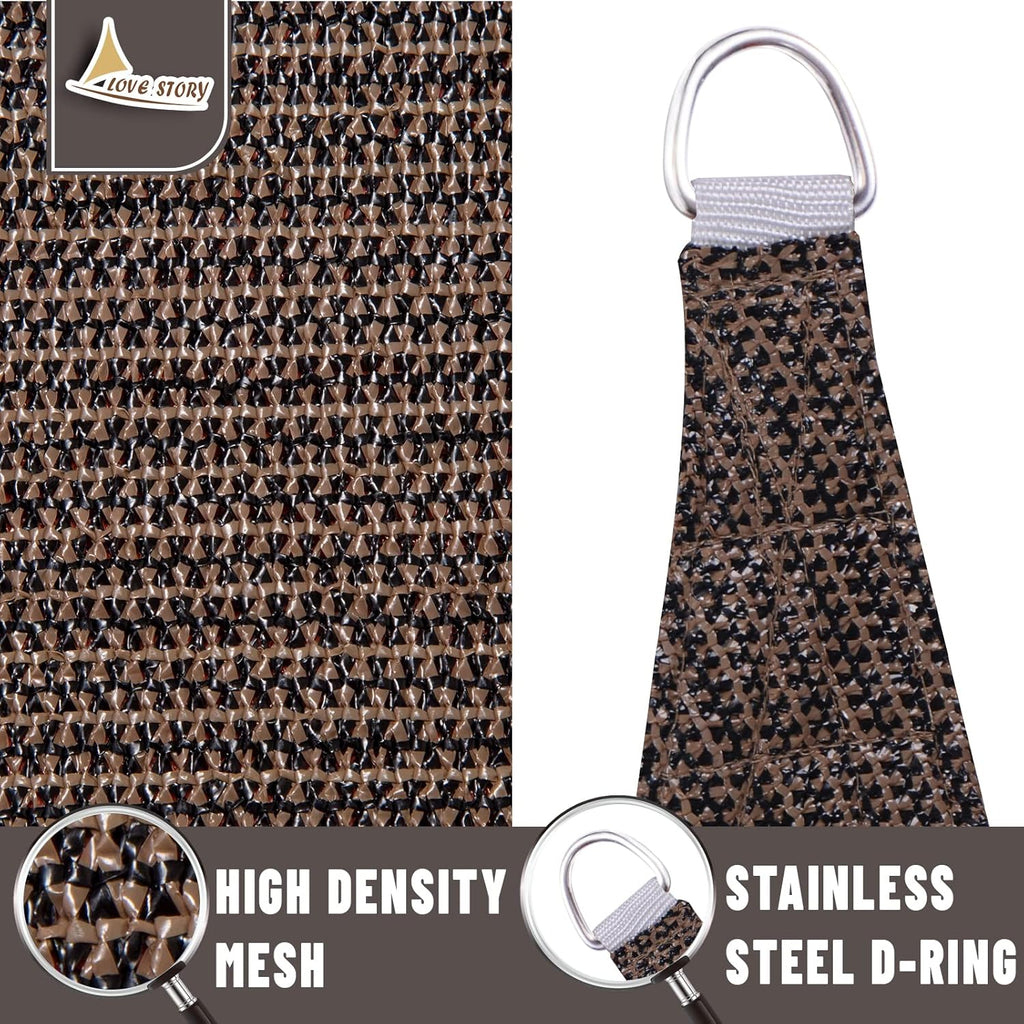 13' x 20' Rectangle Sun Shade Sail for Outdoor Patio, Brown | HDPE Fabric, 95% UV Block, Breathable Sunshade, Canopy