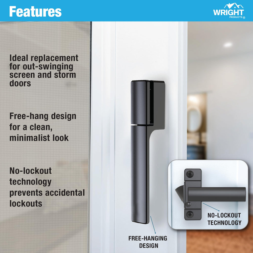 Free Hanging Screen & Storm Door Handle, Black