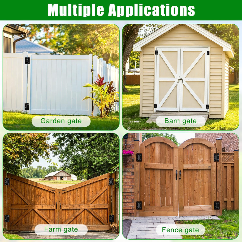 6mm Heavy Duty Bolt On Gate Hinges, 1000 lbs Capacity Anti Sag L-Shaped Gate Hinge with Bearings, 6.5 in Powder