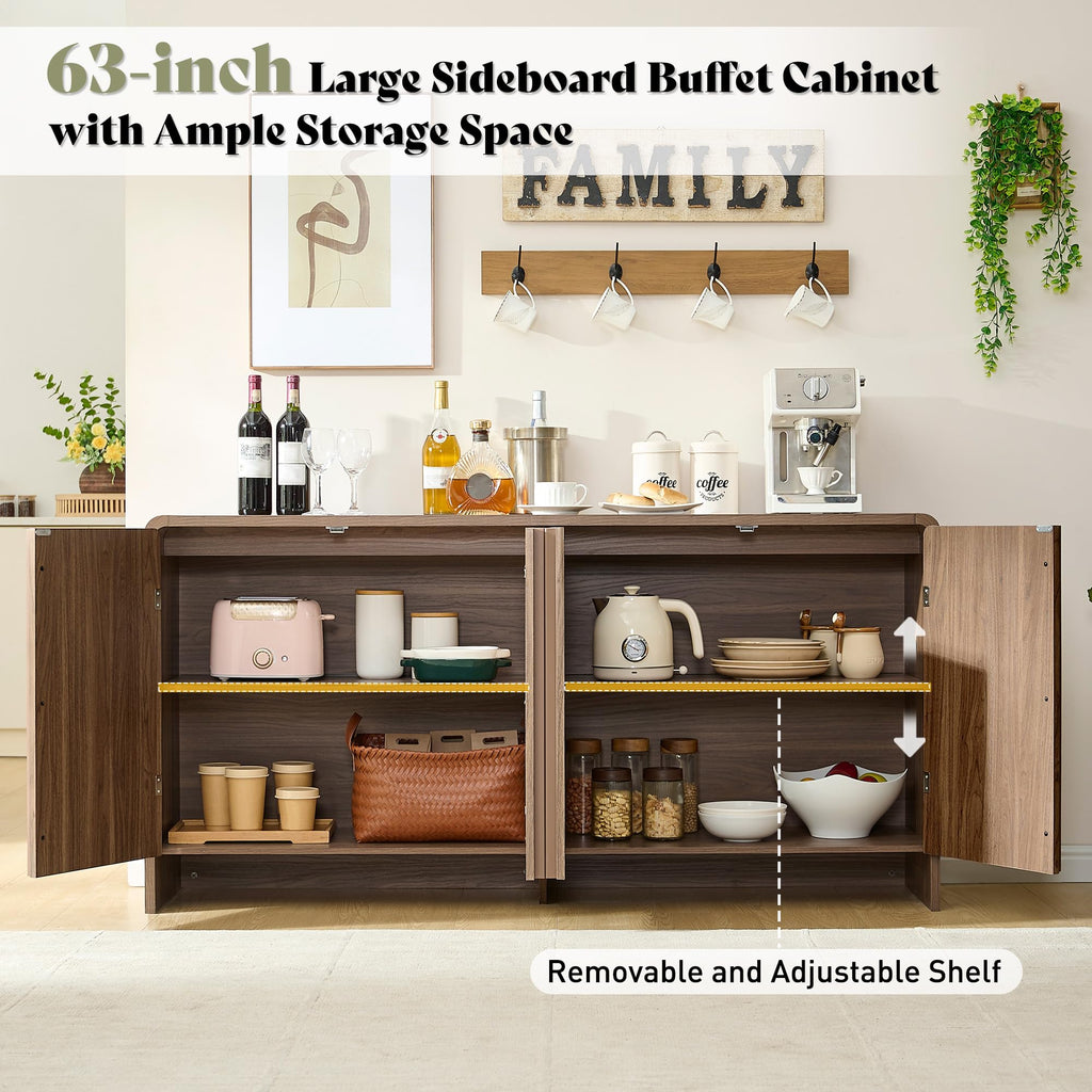 63" Modern Fluted TV Stand with Storage