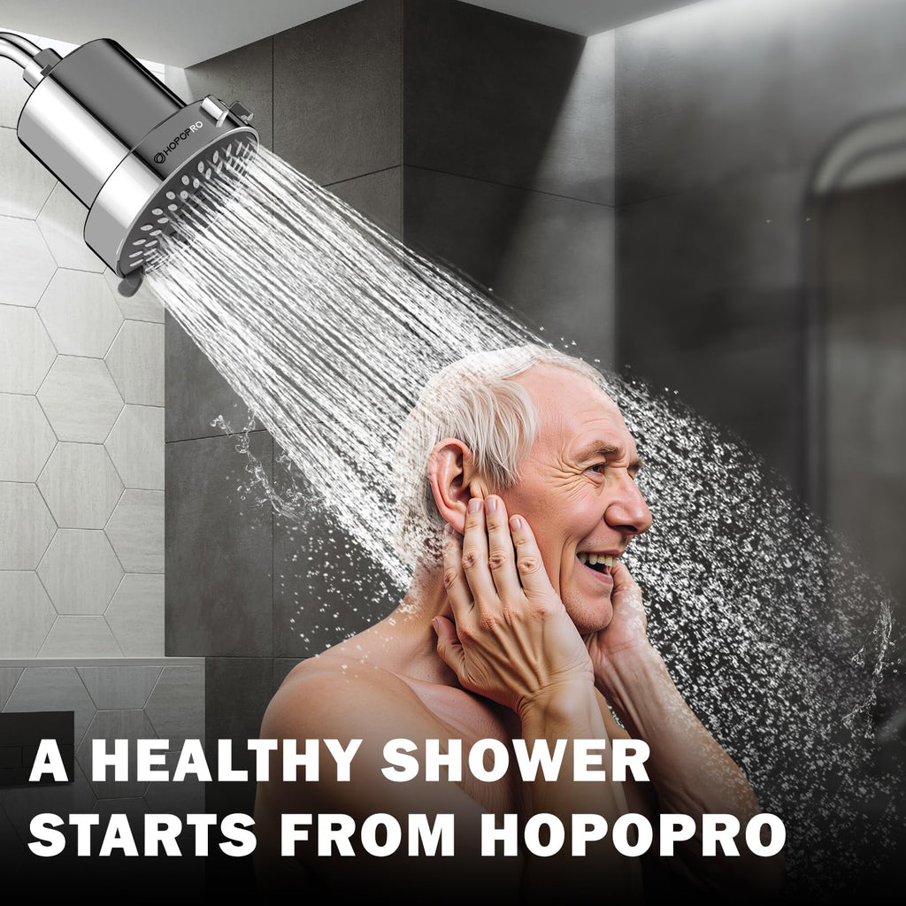 4 Inch Filtered Shower Head with 5 Settings, Showerhead with Filter