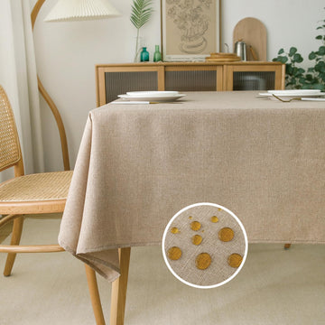 Linen Tablecloth for Rectangle Tables 70 Inch Burlap Textured Table Cloth Water Resistant Farmhouse Table Cover