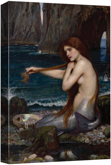 Canvas Print Wall Art A Mermaid by John Williams Waterhouse Fantasy & Sci-Fi Ocean Illustrations Modern Art