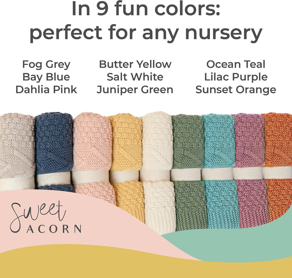 Knit Baby Blanket in Elegant Pattern, Organic Cotton Blankets for Crib or Stroller, Receiving Blankets - Butter Yellow