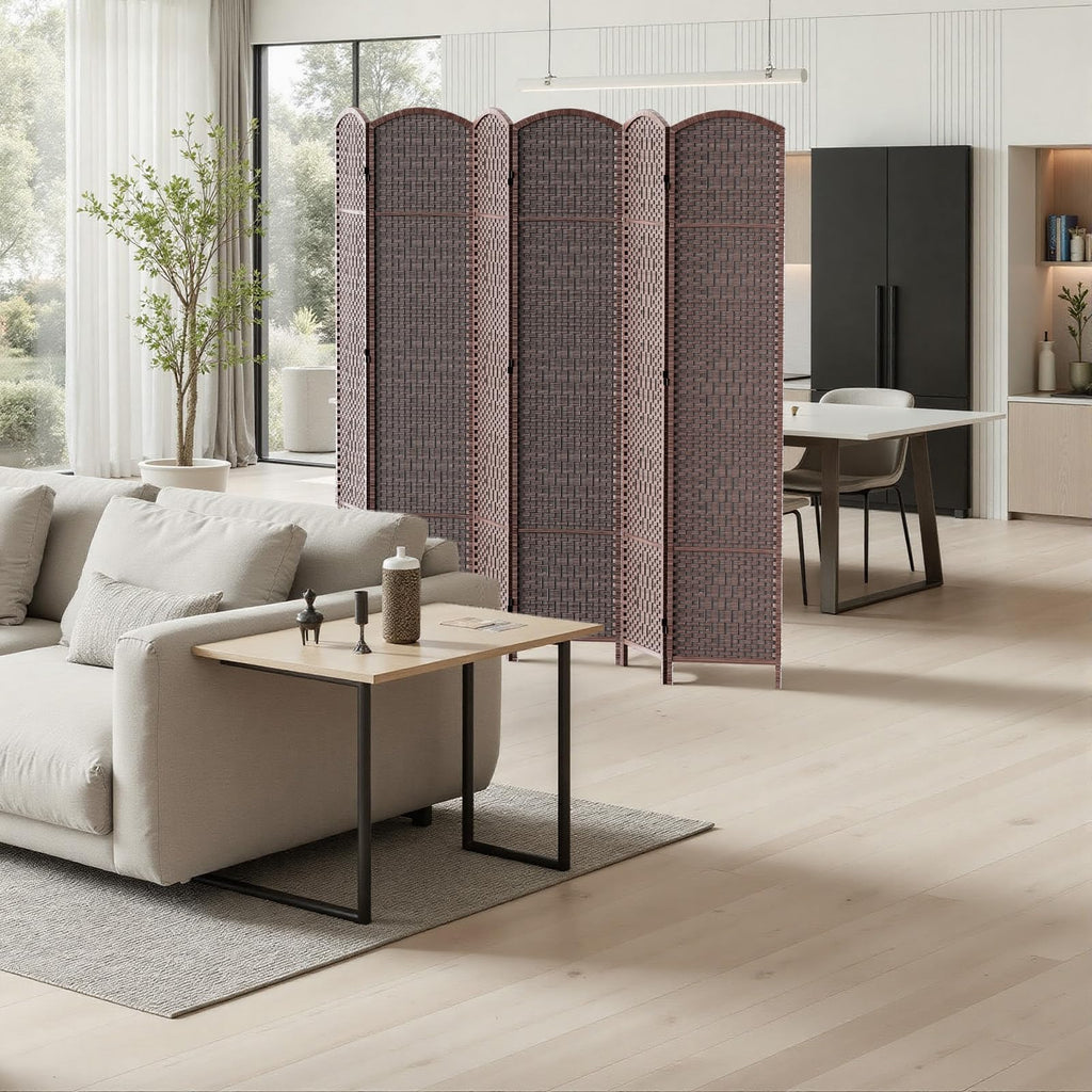 Room Divider Panel, 6 Panel Partition Room Dividers Screen, Brown