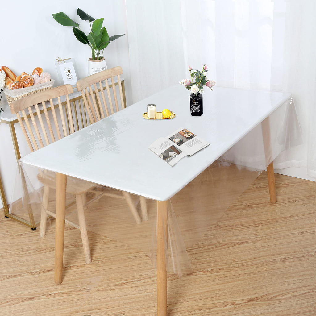 Clear Plastic Tablecloth 54 x 144 Inch, 100% Waterproof Oil-Proof Spill-Proof Vinyl PVC Table Cloth, Wipeable
