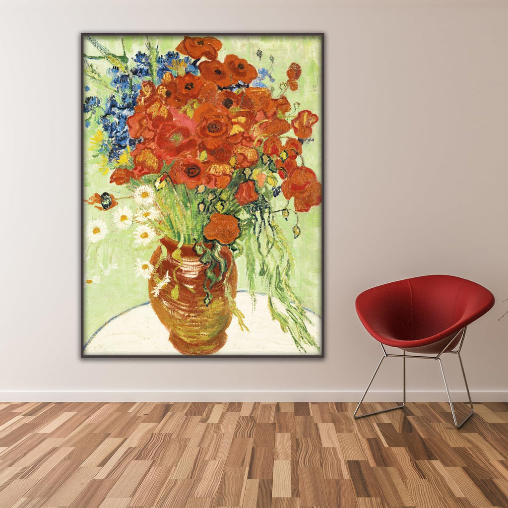 Vincent Van Gogh Vase With Cornflowers And Poppies Poster Van Gogh Impressionism Canvas Wall Art Nature Floral Still