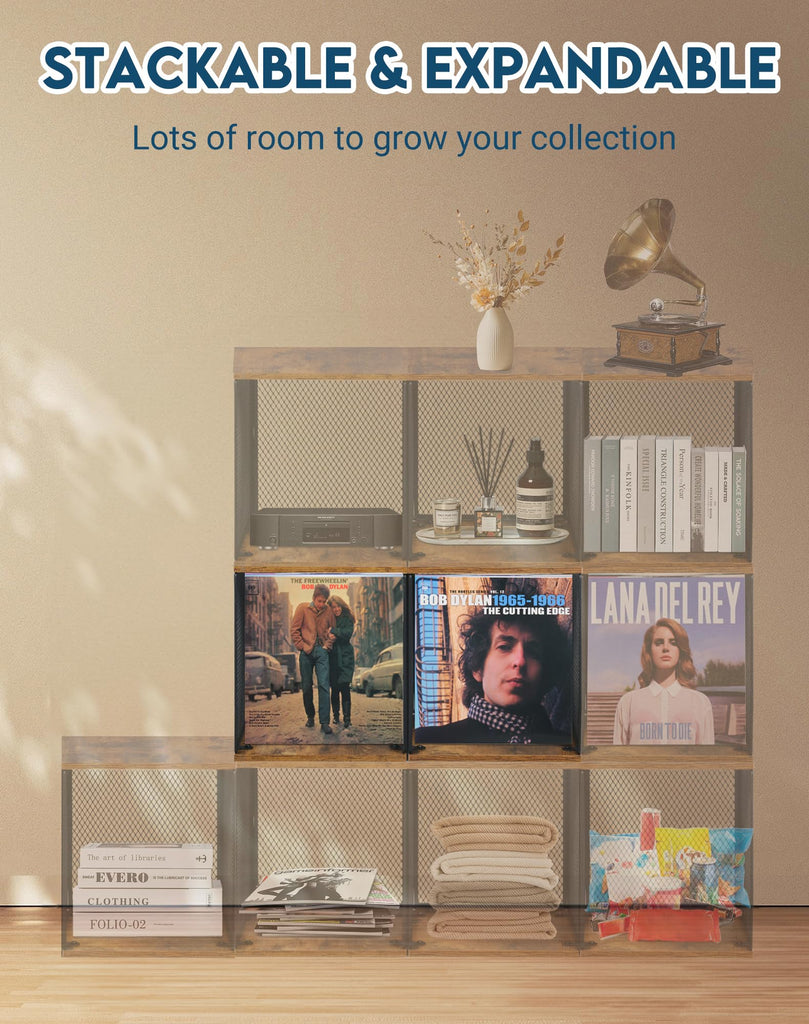 2 Pack Stackable Vinyl Record Storage, Cube Record Crate Box for LPs