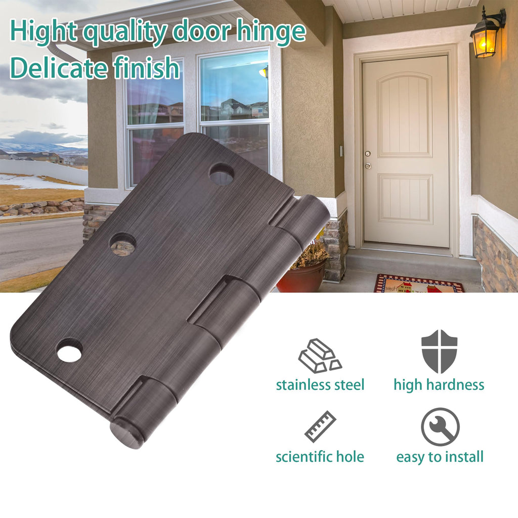 30 Pack Door Hinges, 3.5 x 3.5 Inch Oil Rubbed Bronze Hinges for Wood 1/4'' Radius Corners Interior Hinges, 3 1/2
