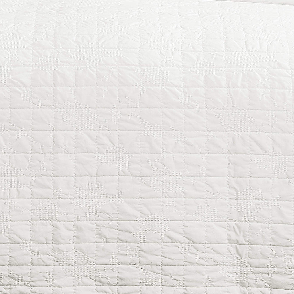 Bowie Bedspread Set -King Bedspread + Two King Pillow Shams - Microfiber Jacquard - Geo Floral - White - Bedspread