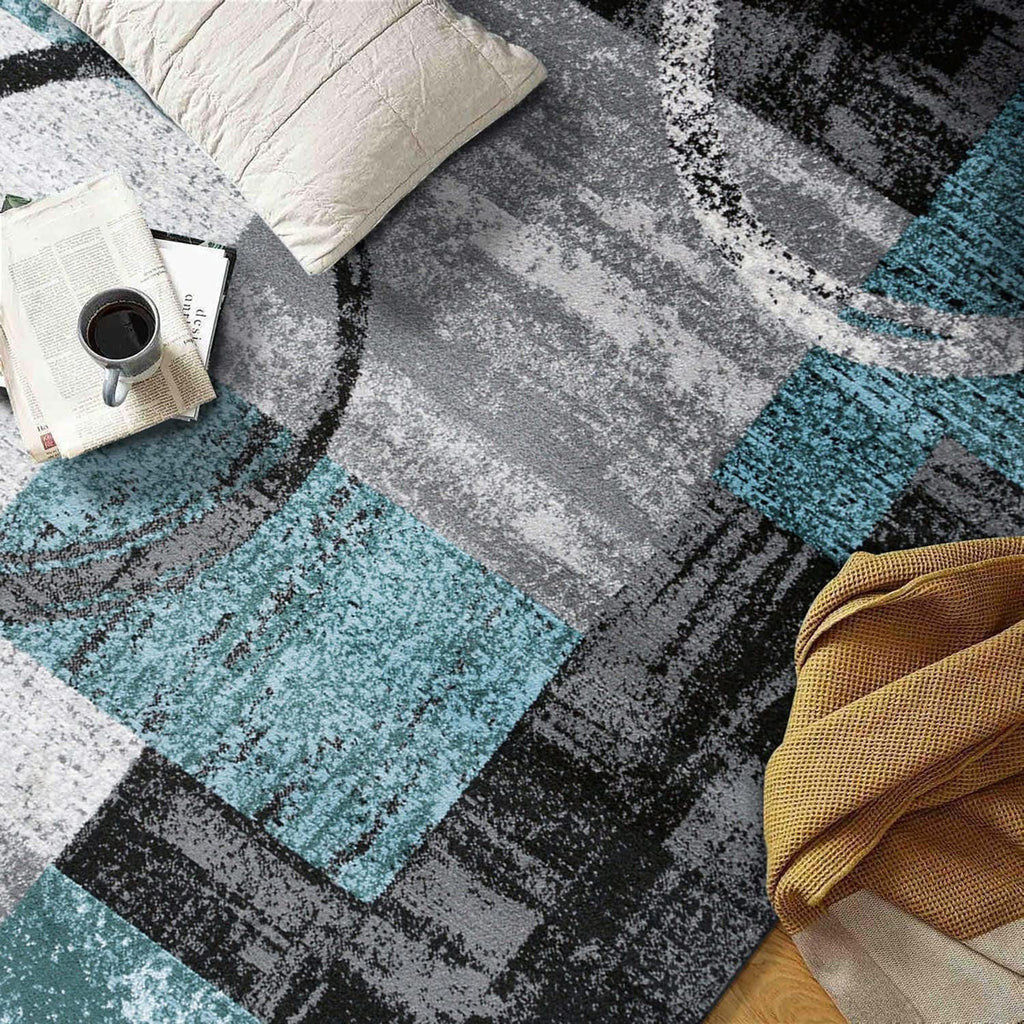 Circle Design Contemporary Jute Backing Area Rug Gray 4' x 6'