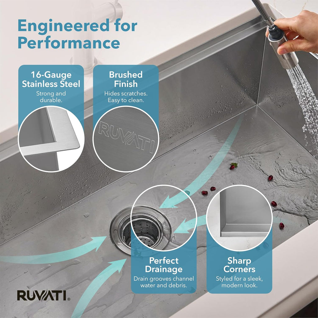 32-in Stainless Steel Undermount Workstation Kitchen Sink-RVH8300