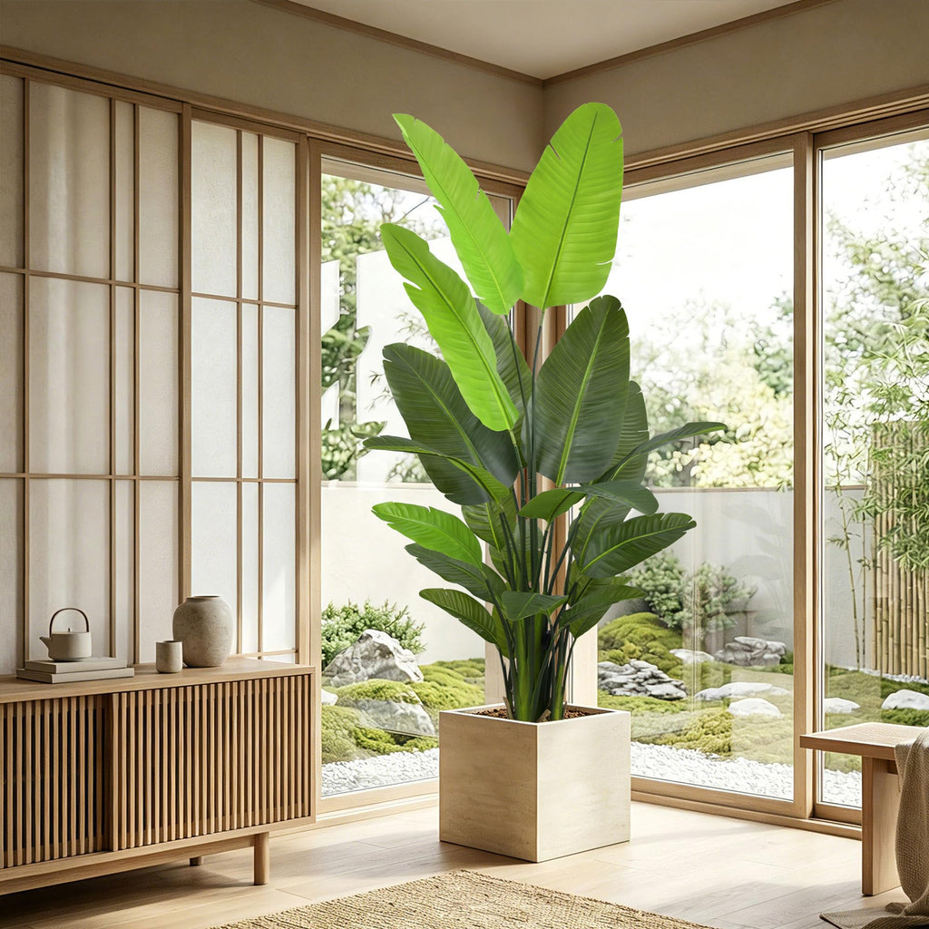 7FT Artificial Bird of Paradise Tree, 84 Inch Tall Faux Tropical Floor Plant with 22 Lifelike Leaves, Large Fake