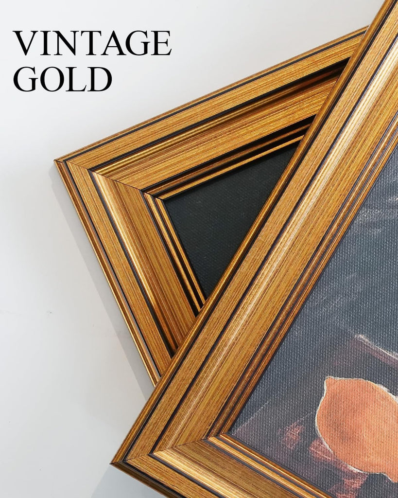 Large Gold Framed Wall Art, Vintage Landscape Paint, Sunset