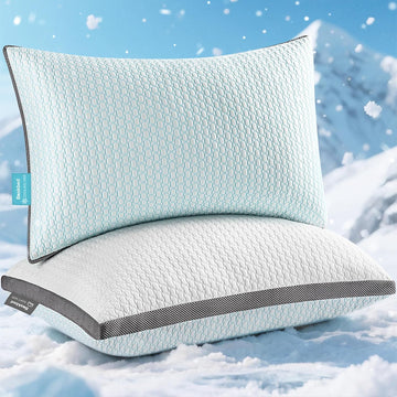 Cooling Pillows King Size Set of 2,Shredded Memory Foam Pillows | Bed Pillow for Hot Sleepers Adjustable Firm Pillow