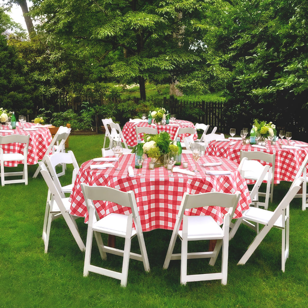 Vinyl Tablecloth with Flannel Backing-Round Gingham Checkered Table Cloth