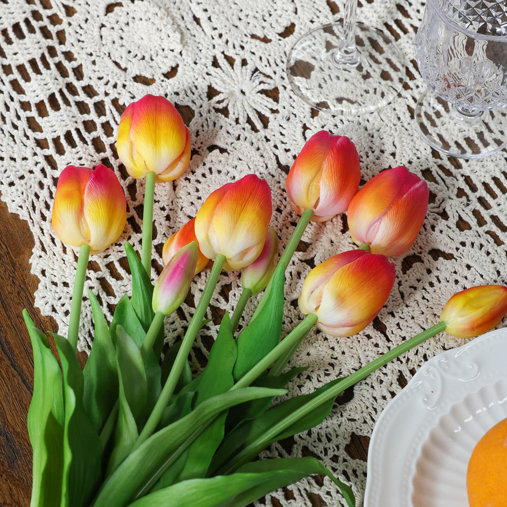 15Pcs Pink Tulips Artificial Flowers Latex Plastic Real Touch Fake Tulips Flowers Look Real Faux Tulip Flower Bouquet