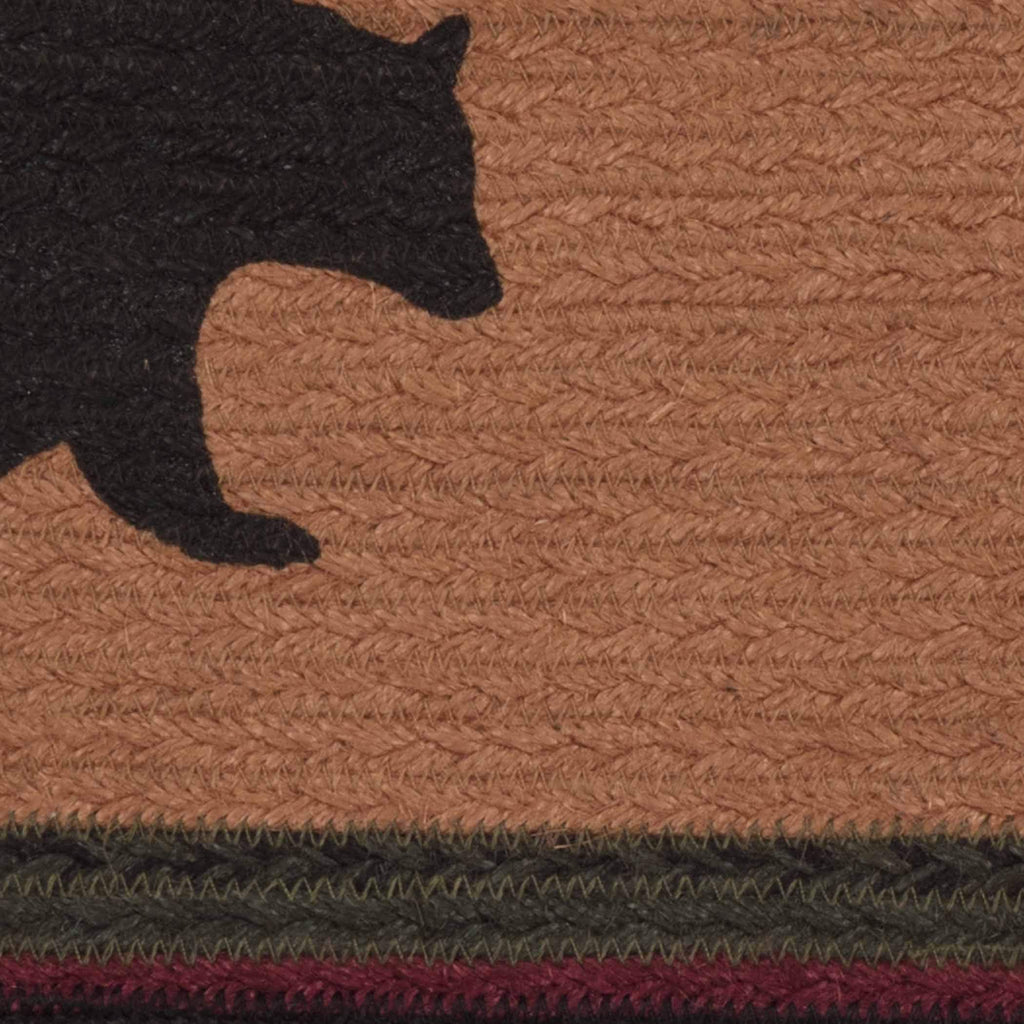 Rustic & Lodge Flooring-Wyatt Tan Bear Oval Jute Bedding Accessory, Stair Tread 8.5x27, Brown