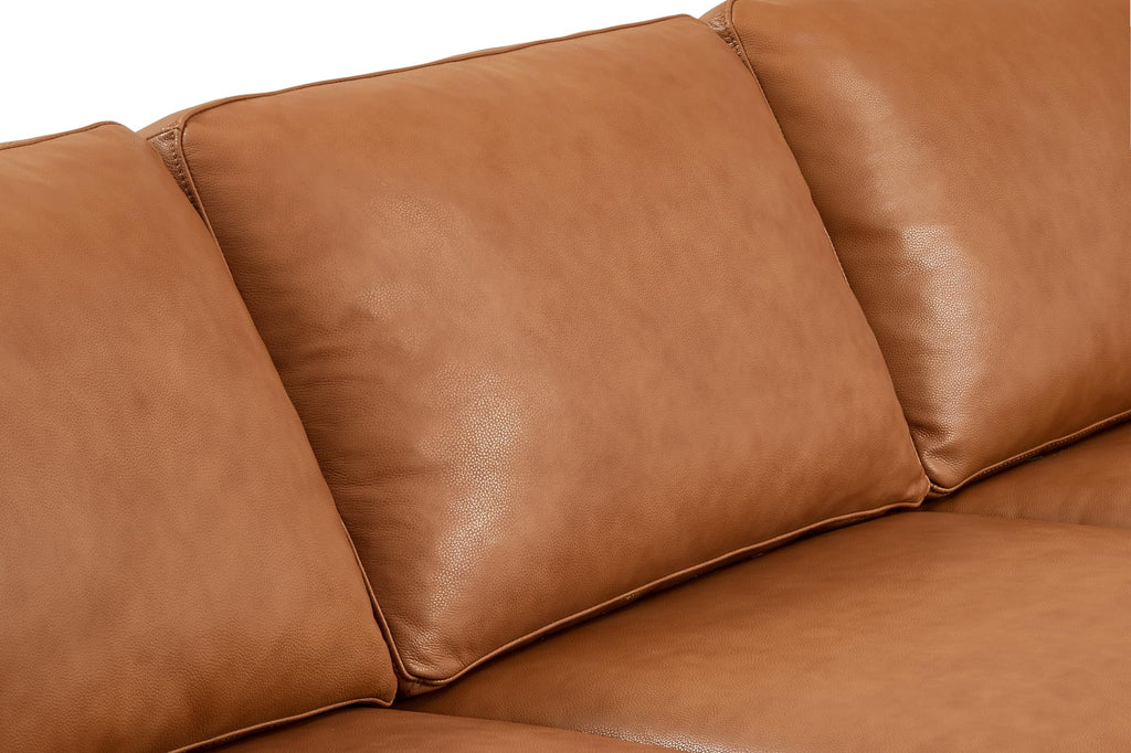 Grosseto 87" Cognac Tan Brown 3 Seater Full Leather Sofa | Mid Century Italian Nappa Leather Couch Furniture | Double
