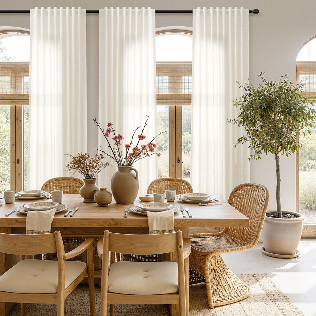 Extra Wide Linen Curtains 60x96 Inches Long Cream