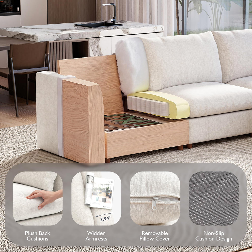 117" Oversized Modular Sectional Sofa, Modern Cloud Couch with 3 Storage Ottoman, 6-Seat Comfy Chenille Deep Seat
