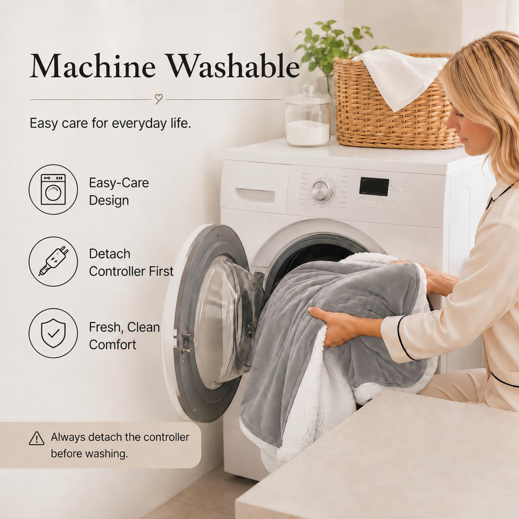 Electric Heated Blanket 84"x90" - Light Gray