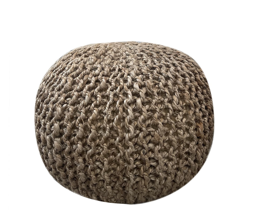 Pouf Ottoman 100% Jute Braided Pouffe (20"x20"x14")