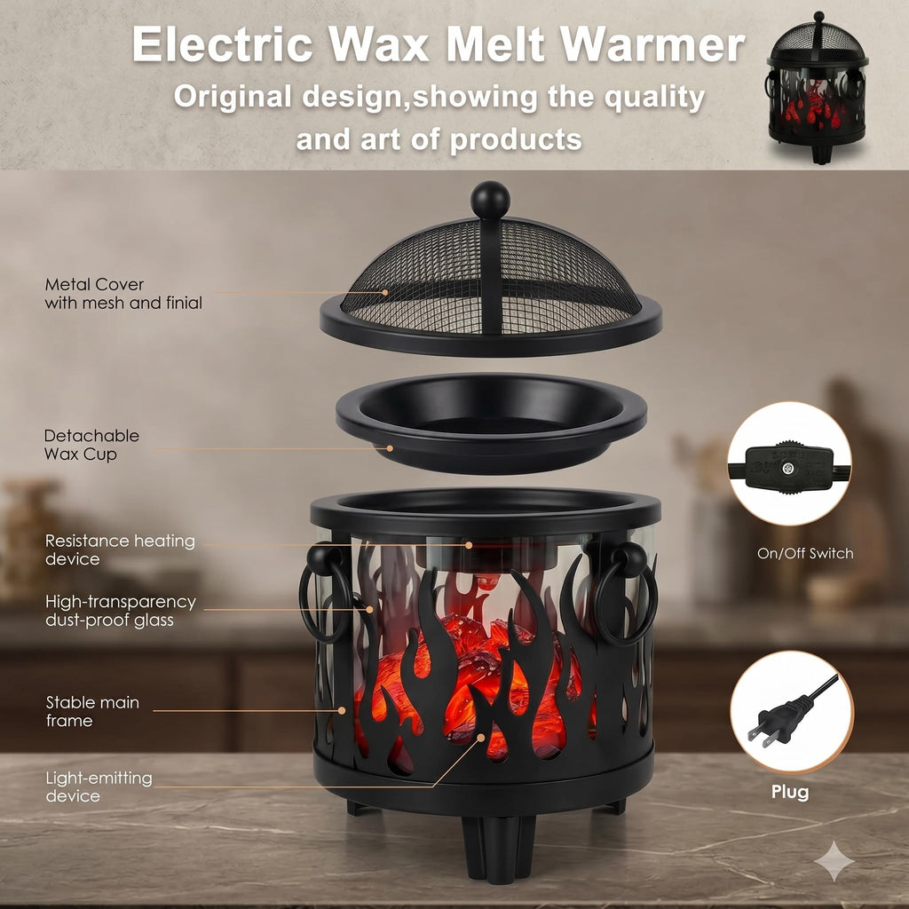Fire Pit Wax Melt Warmer, 4-in-1 Wax Warmer for Scented Wax