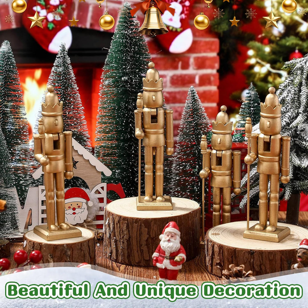 4 Pcs Christmas Nutcracker Figures 7 Inch Wooden Soldier,Gold