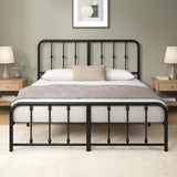 Leonardo Metal Platform Bed Frame, Victorian Spindle Style Headboard and Footboard, Heavy Duty Bed Base