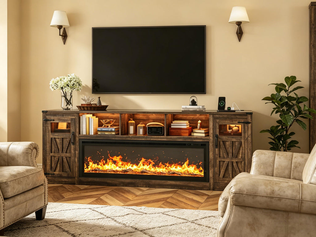 95", Farmhouse Entertainment Center for 100" TV, Brown