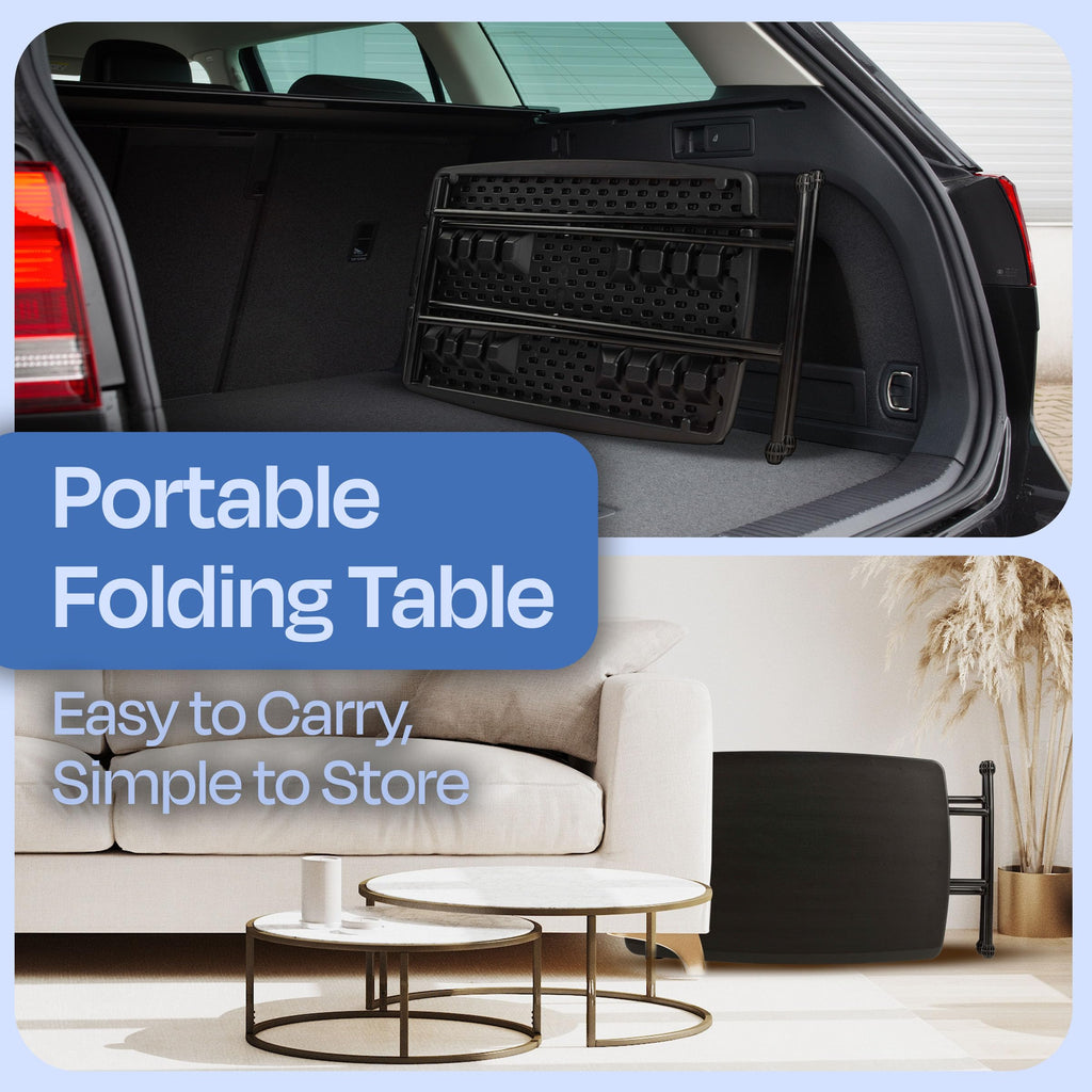 Indoor & Outdoor Portable Folding Table, Black, 2.5ft