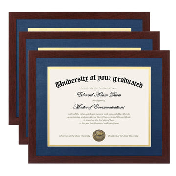 Diploma Frame with HD Glass, 11x14 Mahogany, 3 Pack