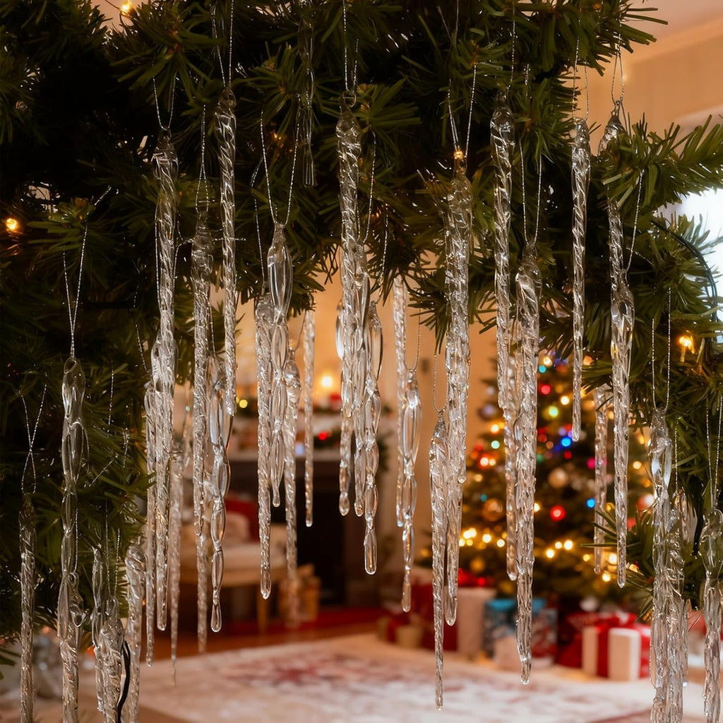 Handmade Glass Icicle Ornaments, 64-Pc Crystal Decor - Set of 64