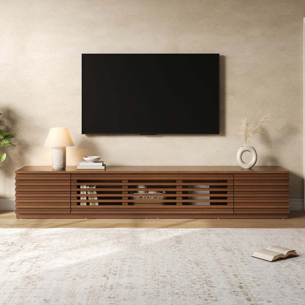86.6" Japandi TV Console for TVs Up to 90", Walnut