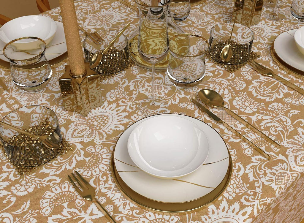 Table Cloth, Country Blue Chambray, 100% Cotton Hemstitch Border Embroidery Rectangular Table Cover, Size 52x70 Inch