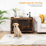 Dog Crate Furniture, 38.6" Large Dog Kennel Indoor, Wooden Cage with Pull-Out Tray