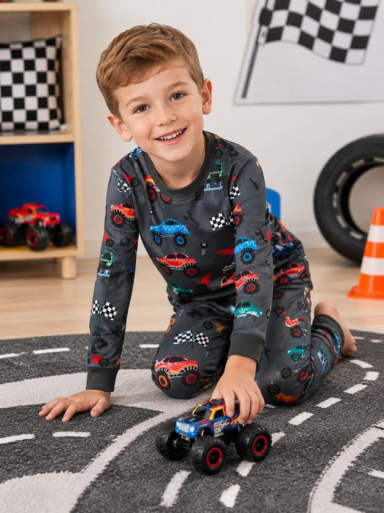 Boys 100% Cotton Pajamas for Kids 2 Piece Long Sleeve PJs Space Sleepwear for Toddler