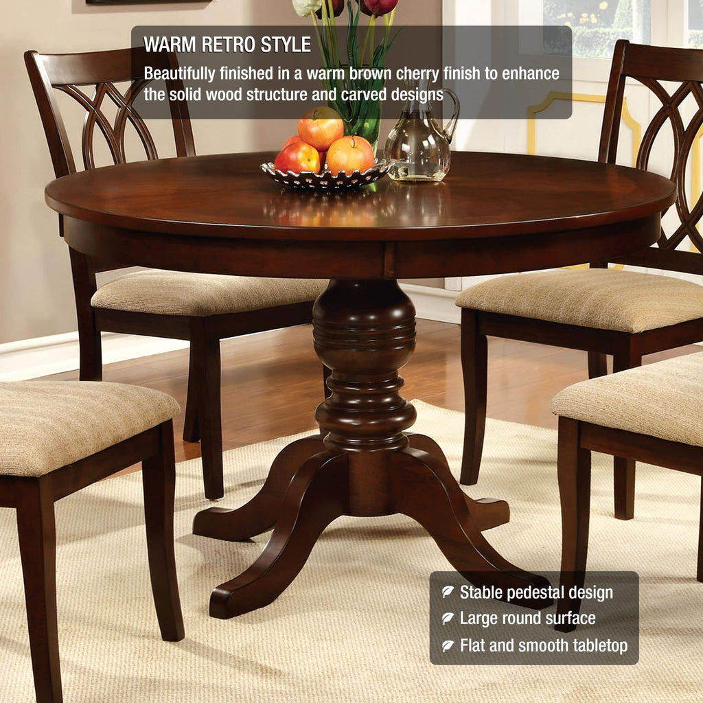 Inspired Saarinen Style Brennan Modern Wood 48 in. Round Dining Table with Pedestal Design (Seats 4 to 6), Cherry Brown