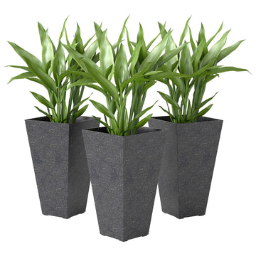 28 Inch Plastic Tall Planters for Outdoor Plants Set of 3, Black