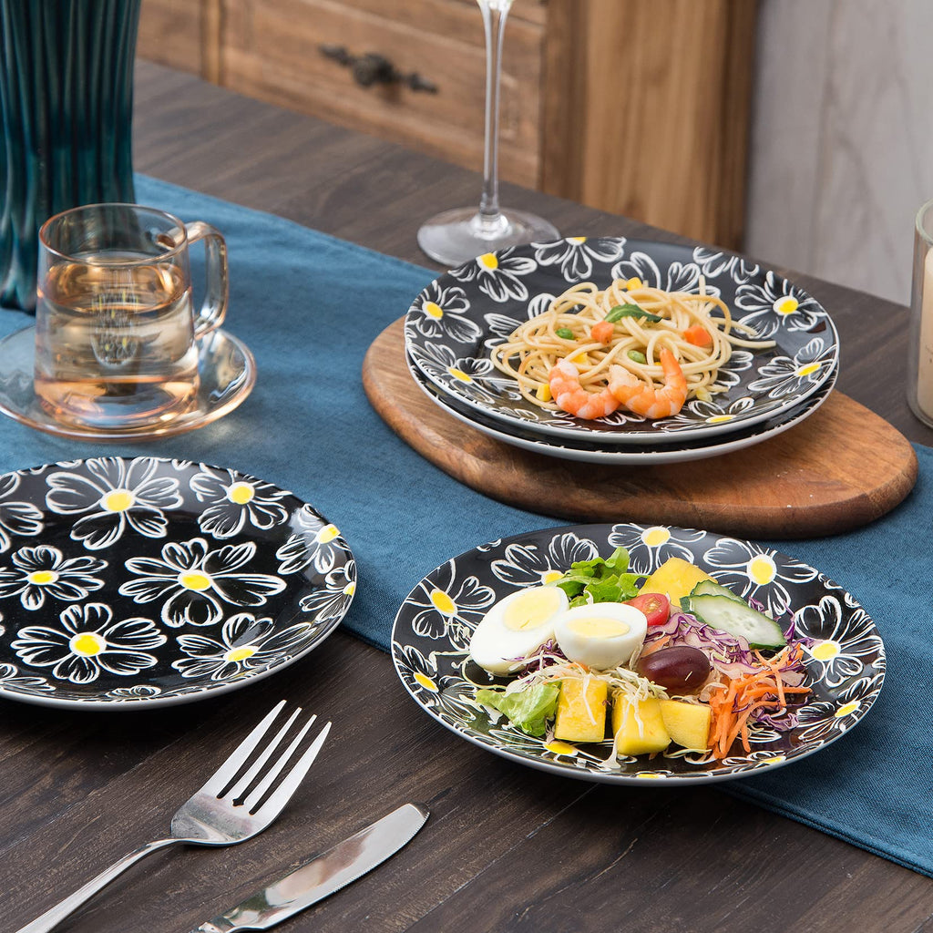 12-pieces Dinnerware Set Ceramic Dish Set Plates Sets Service for 4, Bowl Sets, Stoneware Dinnerware Sets, 12pcs