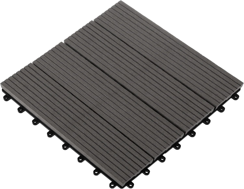 Interlocking Deck Tiles - 6-Pack 11.6-in Wood Plastic Composite All-Weather Outdoor Flooring Balcony Poolside or Patio