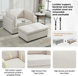 Luxe Oversized Lounge Chair and Ottoman — Cream Chenille