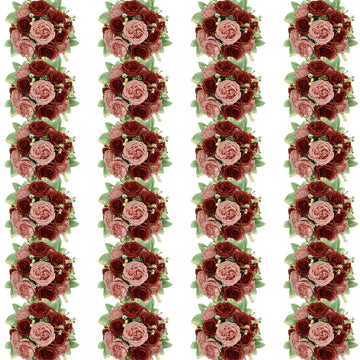 24 Bundles Peonies Artificial Flowers Bulk, Dusty Rose & Terracotta