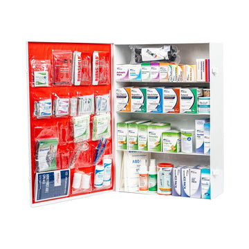 4-Shelf Restaurant Metal 1st Aid Cabinet Class B, Large Capacity First Aid Wall Mount Medicine Cabinet, Secure Metal