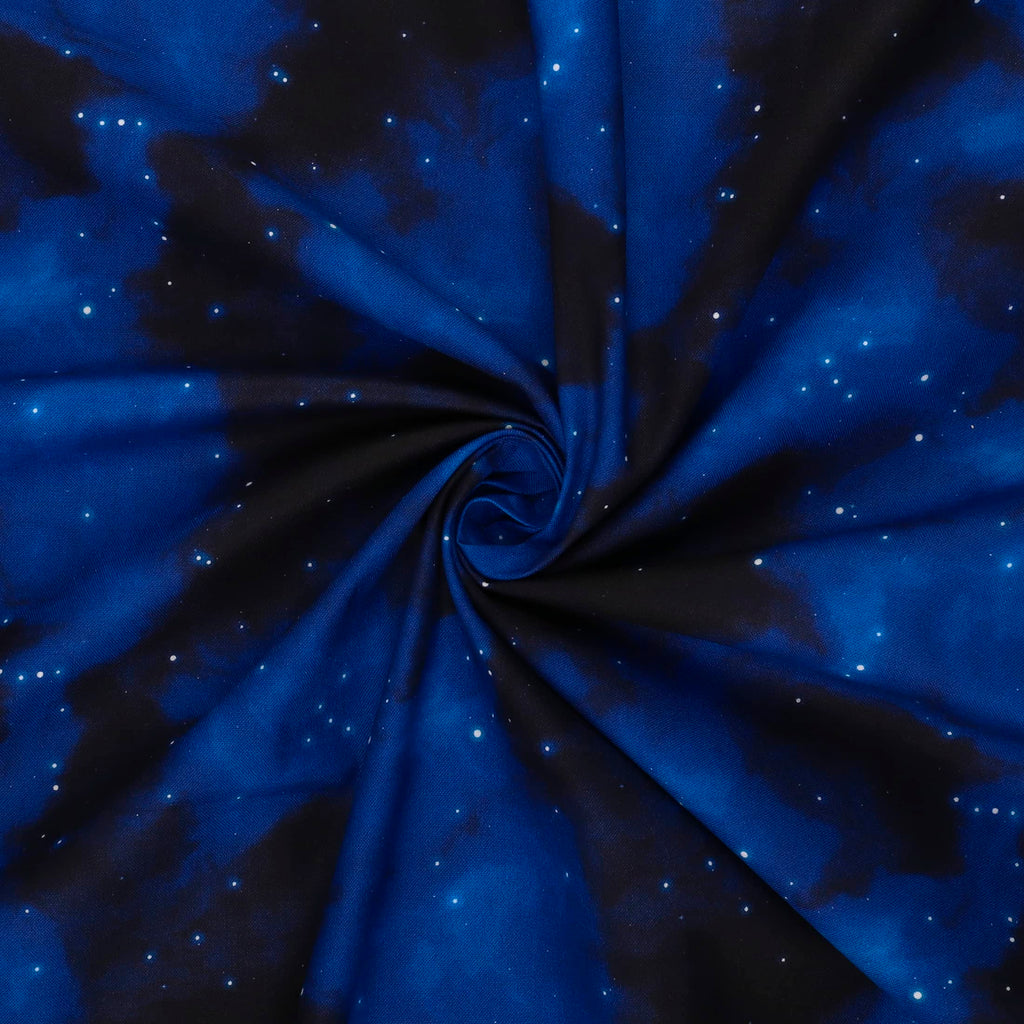 Sky Cotton Fabric, Galaxy Navy Cut by The Yard