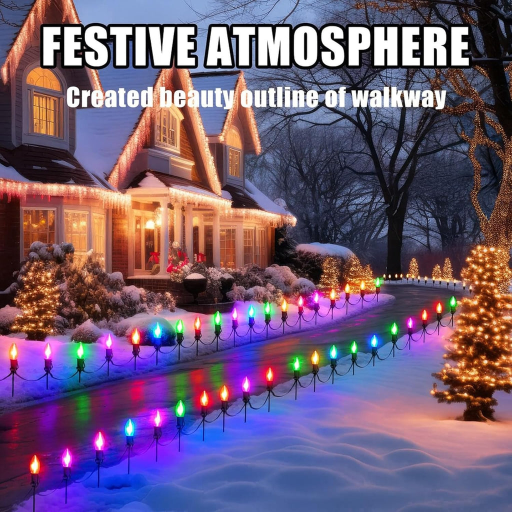 24 Pcs 15" Christmas Light Yard Stakes for C7 C9 Lights, Black