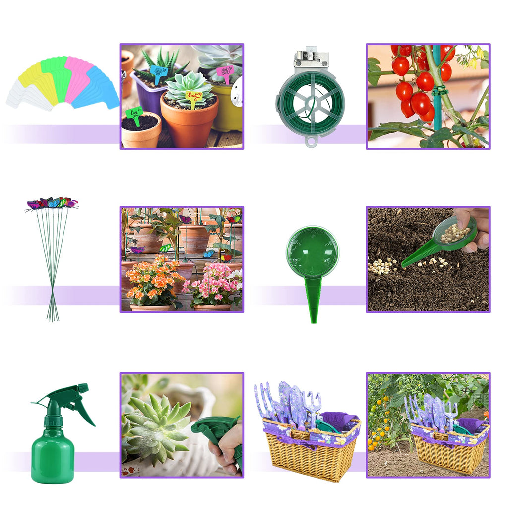 43Pcs Garden Tools Set with Basket, Floral Gardening Hand Tools, Gardening Gifts for Women and Plant Lovers, Heavy