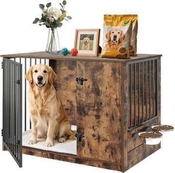 Dog Crate Furniture for Large Dogs, Rustic Brown
